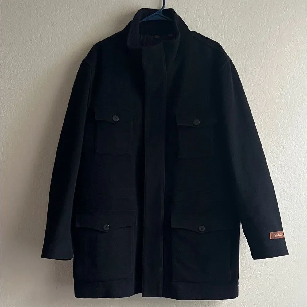 Like New! Tasso Elba Men's Black Wool Blend Coat in Size L